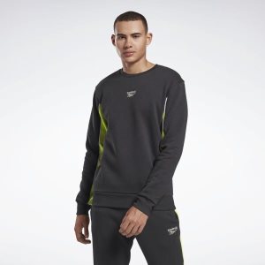 Reebok Crew Sweatshirt Herren - Schwarz/HellGrün - DE 462-SIJ